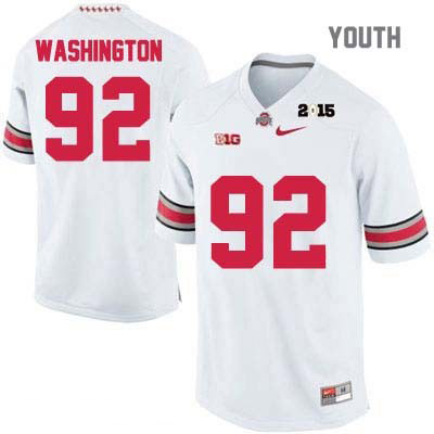 Youth NCAA Ohio State Buckeyes Adolphus Washington #92 College Stitched 2015 Patch Authentic Nike White Football Jersey JV20Y70VY